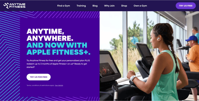 website home page design, anytime fitness